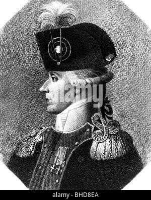 La Fayette, Marie Joseph Paul, marquis de, 6.9.1757 - 20.5.1834, général français, politicien, portrait, profil, Banque D'Images