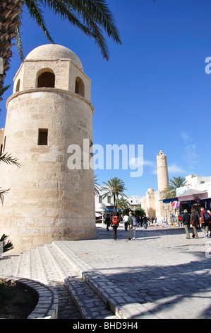 Grande Mosquée et la Tour de Ribat de Sousse, Sousse, Tunisie, gouvernorat Banque D'Images