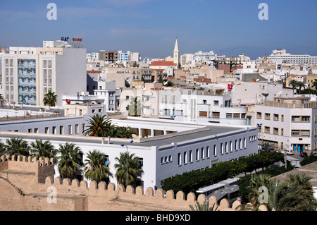 Vue de la ville de La Tour de Ribat de Sousse, Sousse, Tunisie, gouvernorat Banque D'Images