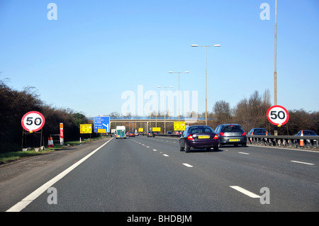 Autoroute M4 travaux routiers, Windsor, Berkshire, Angleterre, Royaume-Uni Banque D'Images