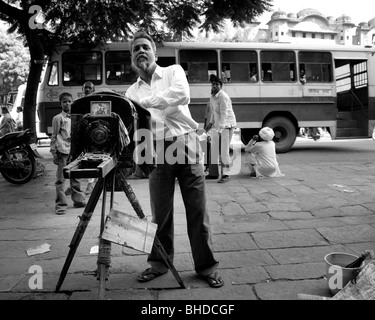 Photographe sur la rue, Jaipur, Inde Banque D'Images