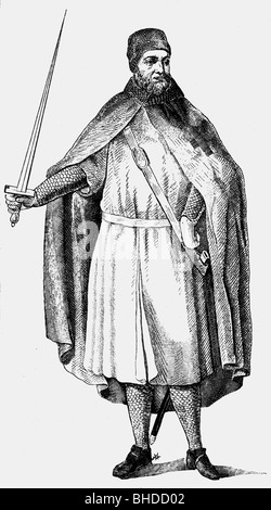 Moyen âge, chevaliers, ordre des Templiers (Pauperes commilitones Christi templique salomonis, fondée vers 1119, Banque D'Images