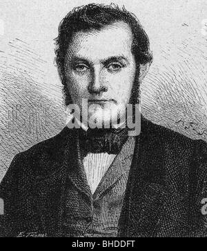 Bunsen, Robert Wilhelm, 30.3.1811 - 16.8.1899, chimiste allemand, portrait, gravure sur bois, milieu du XIXe siècle, Banque D'Images