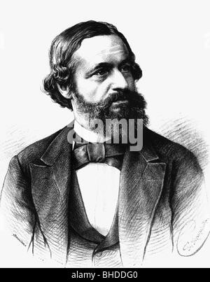 Kirchhoff, Gustav Robert, 12.3.1824 - 17.10.1887, physicien allemand, portrait, après dessin par Th. Mayerhofer, XIXe siècle, Banque D'Images