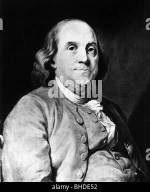 Franklin, Benjamin, 17.1.1706 - 17.4.1790, scientifique et politicien américain, portrait, Banque D'Images