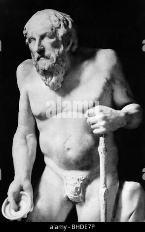 Diogenes de Sinope, 412 - 323 av. J.-C., philosophe grec, demi-longueur, sculpture, détail, Villa Albani, Rome, Italie, Banque D'Images