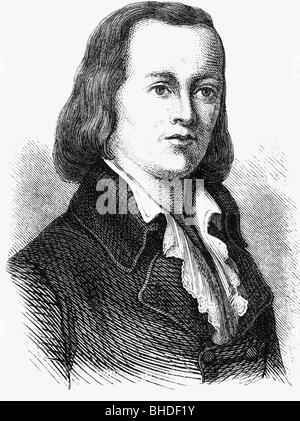Chappe d'Auteroche, Claude, 1763 - 23.1.1805, inventeur français, portrait, gravure sur bois, XIXe siècle, Banque D'Images