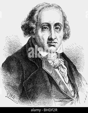 Jacquard, Joseph Marie, 7.7.1752 - 7.8.1834, inventeur français, portrait, gravure en bois par Adolf Neumann, XIXe siècle, Banque D'Images