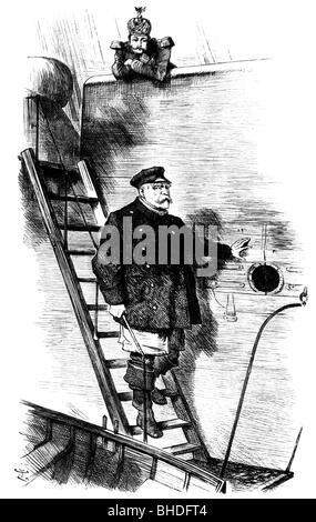 Bismarck, Otto von, 1.4.1815 - 30.7.1898, politicien allemand, dessin animé "le pilote" par Sir John Tenniel (1820 - 1914), Punch, (The London Charivari), (1841-1992), 29.3.1890, Banque D'Images