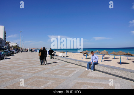 Promenade de bord de mer, le Gouvernorat de Sousse, Sousse, Tunisie Banque D'Images