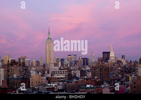 New York City skyline at sunset. Banque D'Images