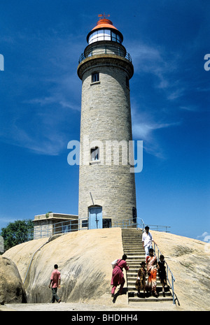 Phare à Mahabalipuram près de Chennai, Tamil Nadu, Inde Banque D'Images