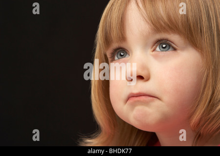 Close Up Portrait of Young Girl triste Banque D'Images