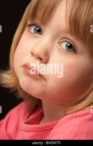 Close Up Portrait of Young Girl triste Banque D'Images