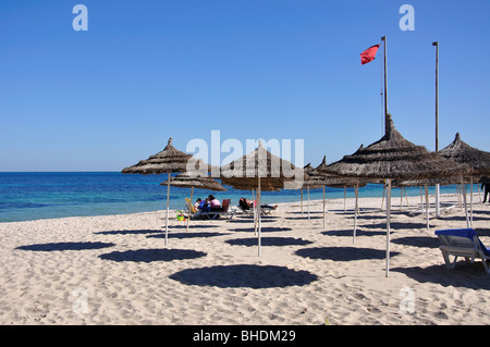 Vue sur la plage, Riu ClubHotel Bellevue Parc, Port El Kantaoui, Sousse, Tunisie Gouvernorat Banque D'Images