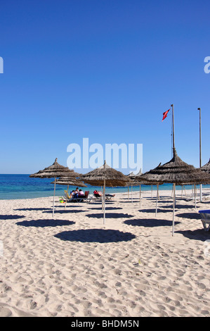 Vue sur la plage, Riu ClubHotel Bellevue Parc, Port El Kantaoui, Sousse, Tunisie Gouvernorat Banque D'Images