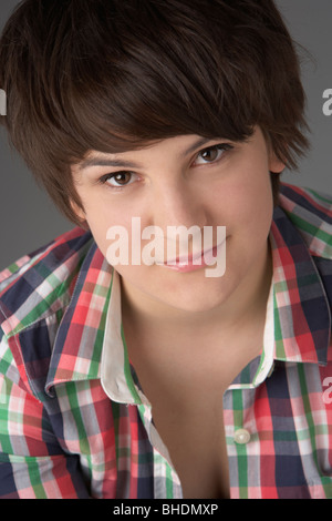 Close Up Studio Portrait of Teenage Girl Banque D'Images