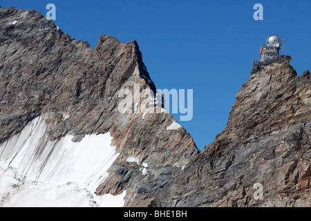 Station météorologique sur Jungfraujoch sur la Jungfrau, Rhône-Alpes, Suisse, Europe Banque D'Images