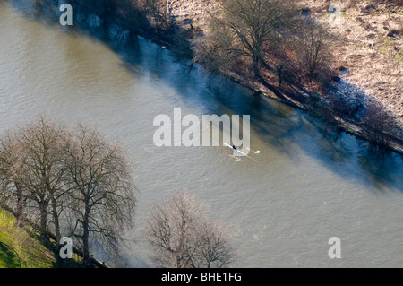 Vue aérienne de rameur SOLITAIRE SUR LA TAMISE Banque D'Images