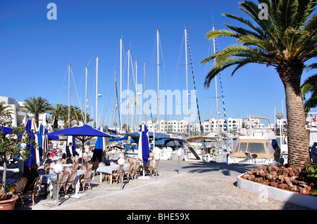 Vue du quai, Port El Kantaoui Marina, Port El Kantaoui, Sousse, Tunisie Gouvernorat Banque D'Images