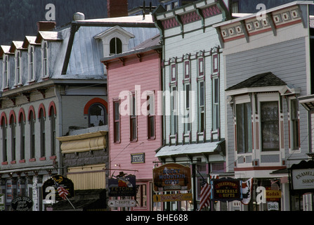 Ligne de bâtiments de l'ère victorienne de la rue principale de Silverton, Colorado. Banque D'Images