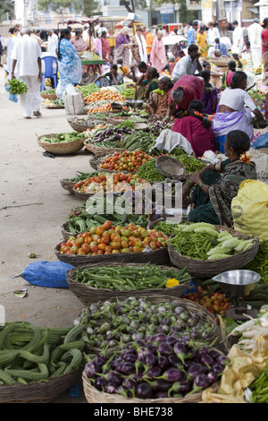 Les vendeurs du marché indien Banque D'Images