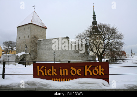 Kiek in de Kok et Maiden's tours sont des défenses médiévales dans le district de Toompea de la vieille ville de Tallinn, Estonie. Banque D'Images