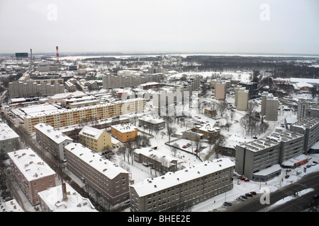 Vue à vol d'oiseau de la ville de Tallinn le Swissotel Tallinn en Estonie, la tour. Banque D'Images