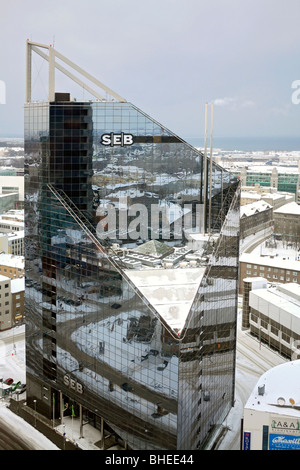 Vue à vol d'oiseau de la ville de Tallinn, y compris l'AC, à partir de la banque SEB le Swissotel Tallinn en Estonie, la tour. Banque D'Images