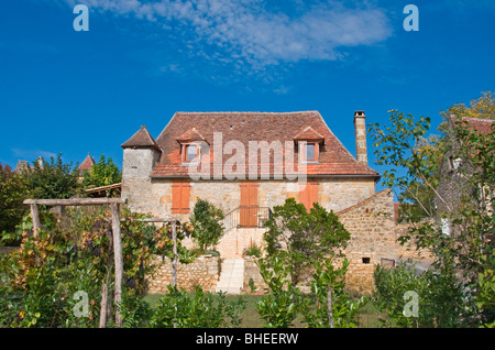 Maison de village traditionnelle, vallée de la rivière Dordogne, Dordogne (Périgord), au sud-ouest de la France, Europe Banque D'Images