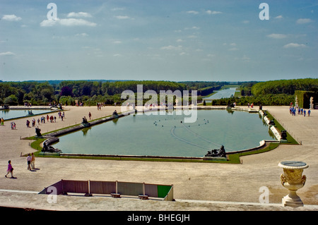 Versailles, France, vue grand angle, Étang du Château de Versailles dans le jardin, à l'extérieur de Paris, Jardins de Versailles Banque D'Images