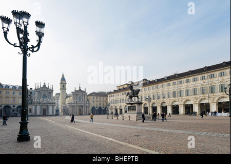 Piazza San Carlo dans le centre-ville historique, Turin, Piémont, Italie Banque D'Images