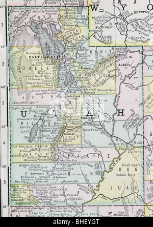 Ancien site de l'Utah dans la manuel de géographie originale, 1884 Banque D'Images