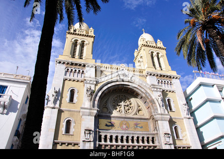 Cathédrale de St Vincente de Paul, l'Avenue Habib Bourguiba, Tunis, Tunis, Tunisie Gouvernorat Banque D'Images