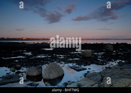 Troon Troon et plage au coucher du soleil sur la Côte d'Ayrshire Ayrshire en Écosse Banque D'Images