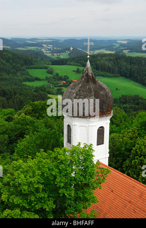 Flèche de la chapelle, château Falkenstein, forêt de Bavière, Allemagne Banque D'Images