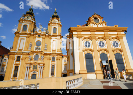 Son église, Abbaye de Melk, Wachau, Basse Autriche, Autriche Banque D'Images