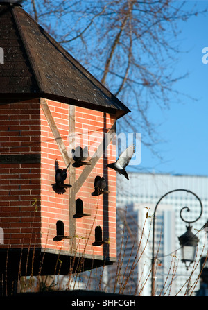 Pigeonnier avec la Défense à distance, Puteaux. Près de Paris, France, Europe Banque D'Images