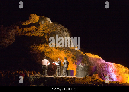 Les concerts en grotte volcanique, Cueva de los Verdes, salle de concert, l'architecte César Manrique, Lanzarote, Canary Islands, Spain, Europe Banque D'Images