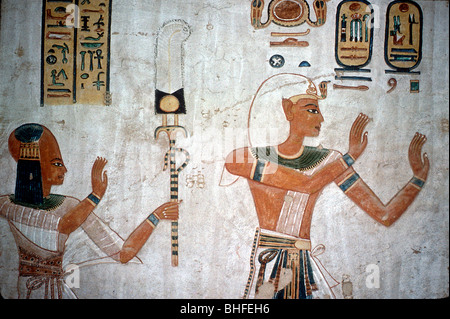 Wallpainting de Ramsès III principaux fils décédé aux dieux, Vallée des Reines, l'Égypte, c12BC thC : Artiste inconnu Banque D'Images