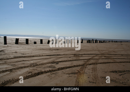 Un paysage photo de la plage à Brean et Burnham-on-Sea, sur le coût de Somerset. Banque D'Images