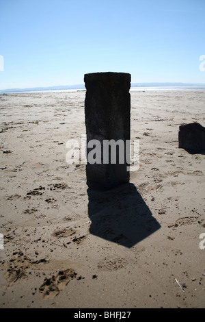 Un paysage photo de la plage à Brean et Burnham-on-Sea, sur le coût de Somerset. Banque D'Images