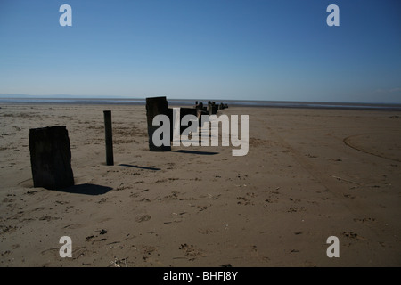 Un paysage photo de la plage à Brean et Burnham-on-Sea, sur le coût de Somerset. Banque D'Images