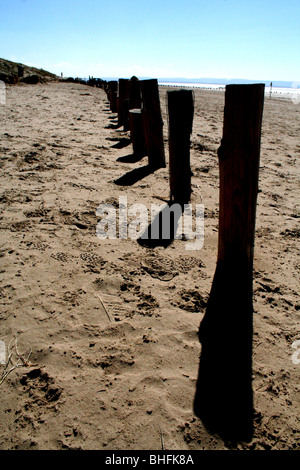 Un paysage photo de la plage à Brean et Burnham-on-Sea, sur le coût de Somerset. Banque D'Images