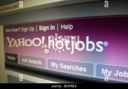 Le Yahoo ! HotJobs site web est visible sur un écran d'ordinateur Banque D'Images