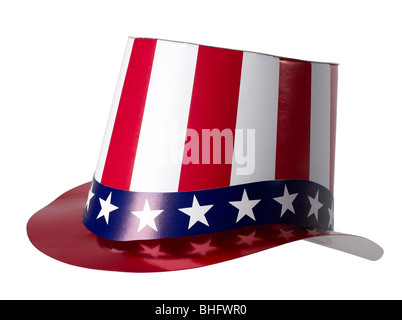 Oncle Sam Top Hat Juillet 4ème étoile bleu blanc rouge patriotique patriotique rayures Banque D'Images