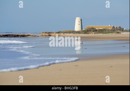 Phare d'El palmar, costa de la luz, Cadix, Andalousie, espagne Banque D'Images