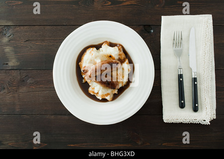 Saucisses et purée de pommes de terre Banque D'Images