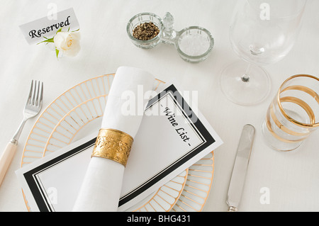 Restaurant place setting Banque D'Images