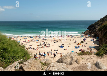 Plage de Porthcurno Cornwall UK Banque D'Images